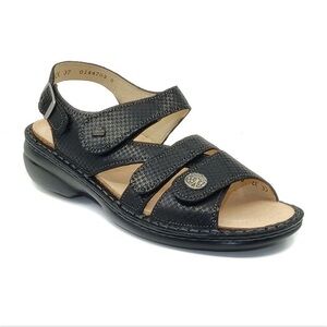 Finn Comfort Gomera Black Hardy Leather Sandals Strappy Size EU 36